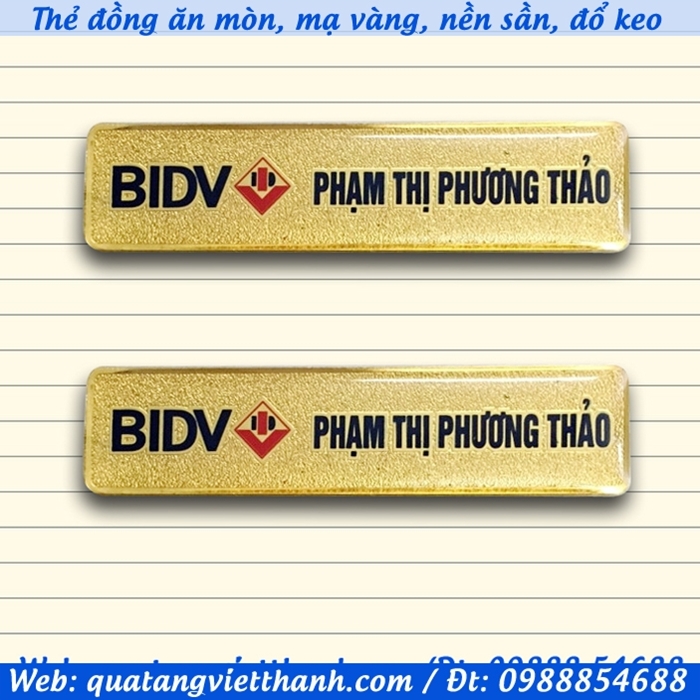 Thẻ đồng mạ vàng BIDV
